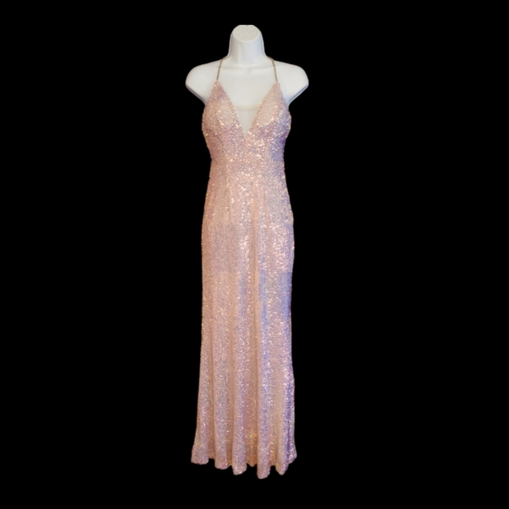 Jules & Cleo Pink Multicolor Sequin Formal Gown Size 0 - Picture 4 of 7